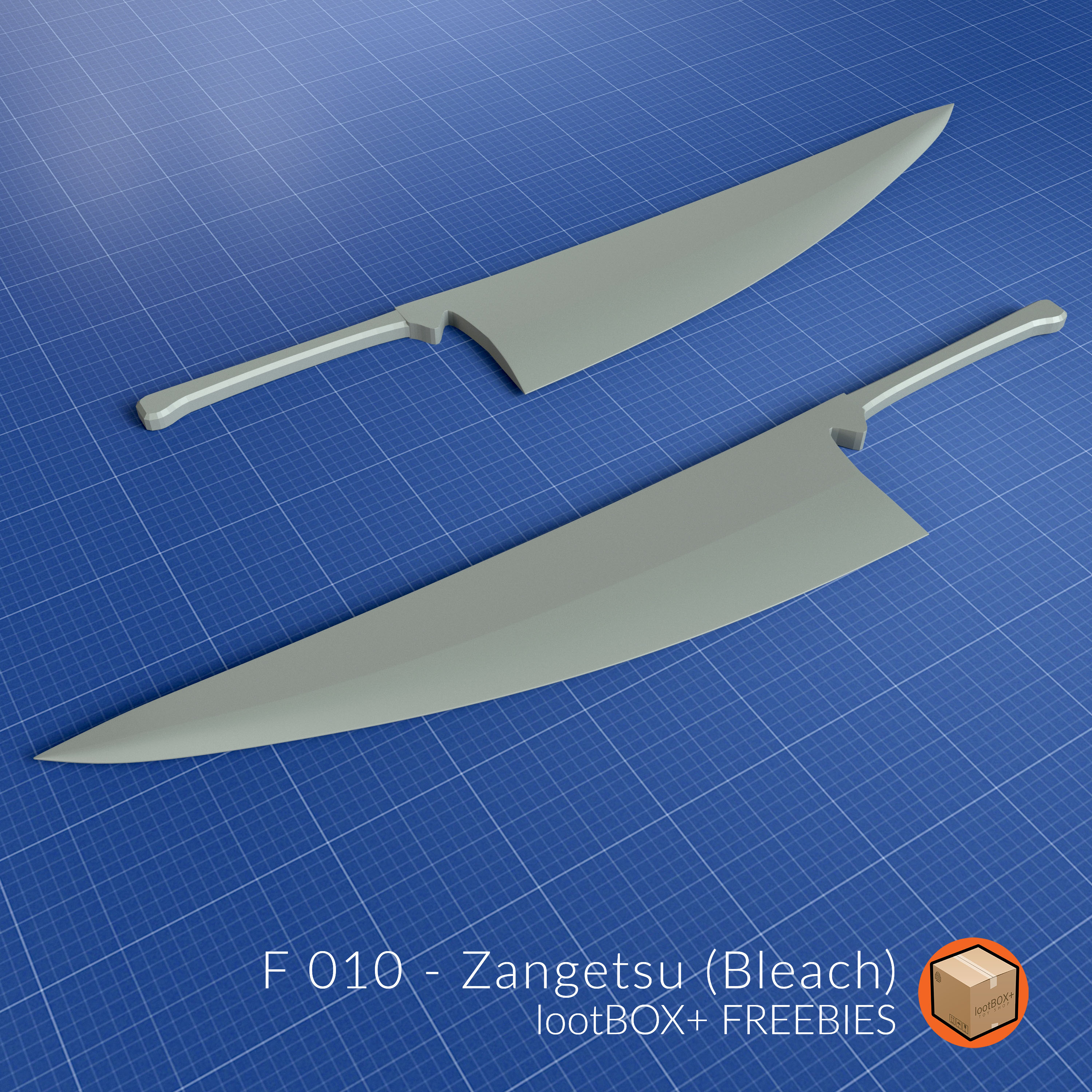 f 010 - zangetsu bleach sword broardsword 3D print model - Mito3D