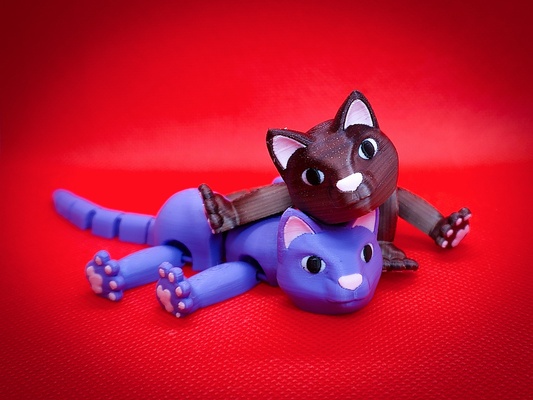 fabuloso flexi felinos gatos articulado gato café felino inquietação flex flexível flexicat gatinho gatinhos suporte printinplace brinquedo jogos brinquedos conjunto acessórios 3d print model - Mito3D