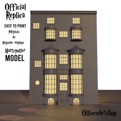 facciata olivendershop harry potter magia bacchetta negozio olivastro incrocio stradale 3d print model - Mito3D