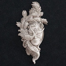 maske kız Sanat kolye yüzük altın kuş tavuskuşu 3d print model - Mito3D