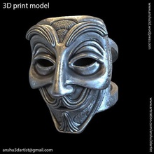 máscara facial vol1 anel jóias crânio de prata mens a moda ornamento jóia humanos cabeça vingança rosto orgânica gótico motociclistapunk 3d print model - Mito3D