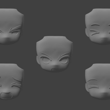 face pack 1 modular anime chibi Figur verschiedene Gesichts-Ausdruck austauschbar chibi-Figur 3d print model - Mito3D