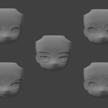 face pack 2 modular anime chibi estatuilla varios la expresión facial intercambiables figura el 3d print model - Mito3D