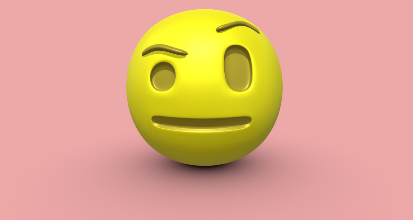 visage élevé sourcil émoticône emoji art raised eyebrow emoticon 3d model imprimable digital low poly illustration conception mixeur obj fbx stl texture expression curieuse scepticisme intrigue facial 3D print model - Mito3D