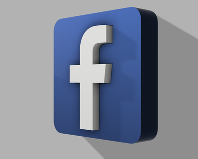 Facebook desktop logo simbol youtuber streamer marca arte decorazione videomaker 3d print model - Mito3D