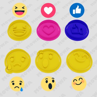 facebook emoji cookie cutters set 6 pcs icon cutter mold cookiecutter form stamp packs clay plaque polymer biscuit baking tool kit pastry 3d print model - Mito3D