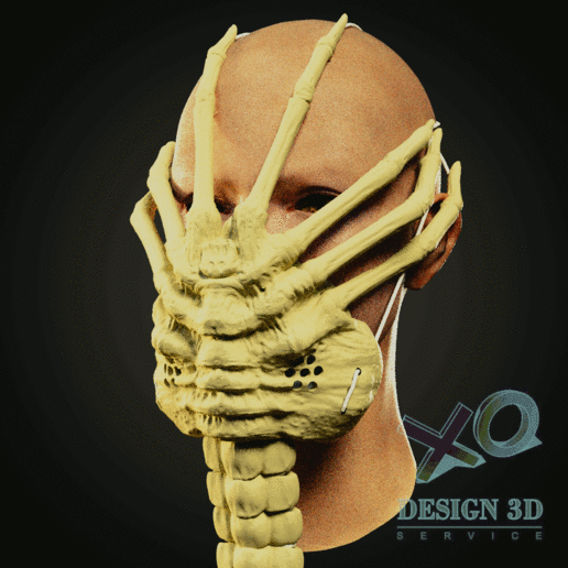facehugger abrasacaras mask art 3D print model - Mito3D