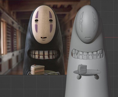 yüzü Kaonashi Chihiro'nun seyahat Sanat kawaii Şirin ruh Ghibli stüdyo 3d print model - Mito3D