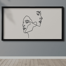 faces 2d wall-line art two face line wall decor sculpture drawing 3d print model - Mito3D