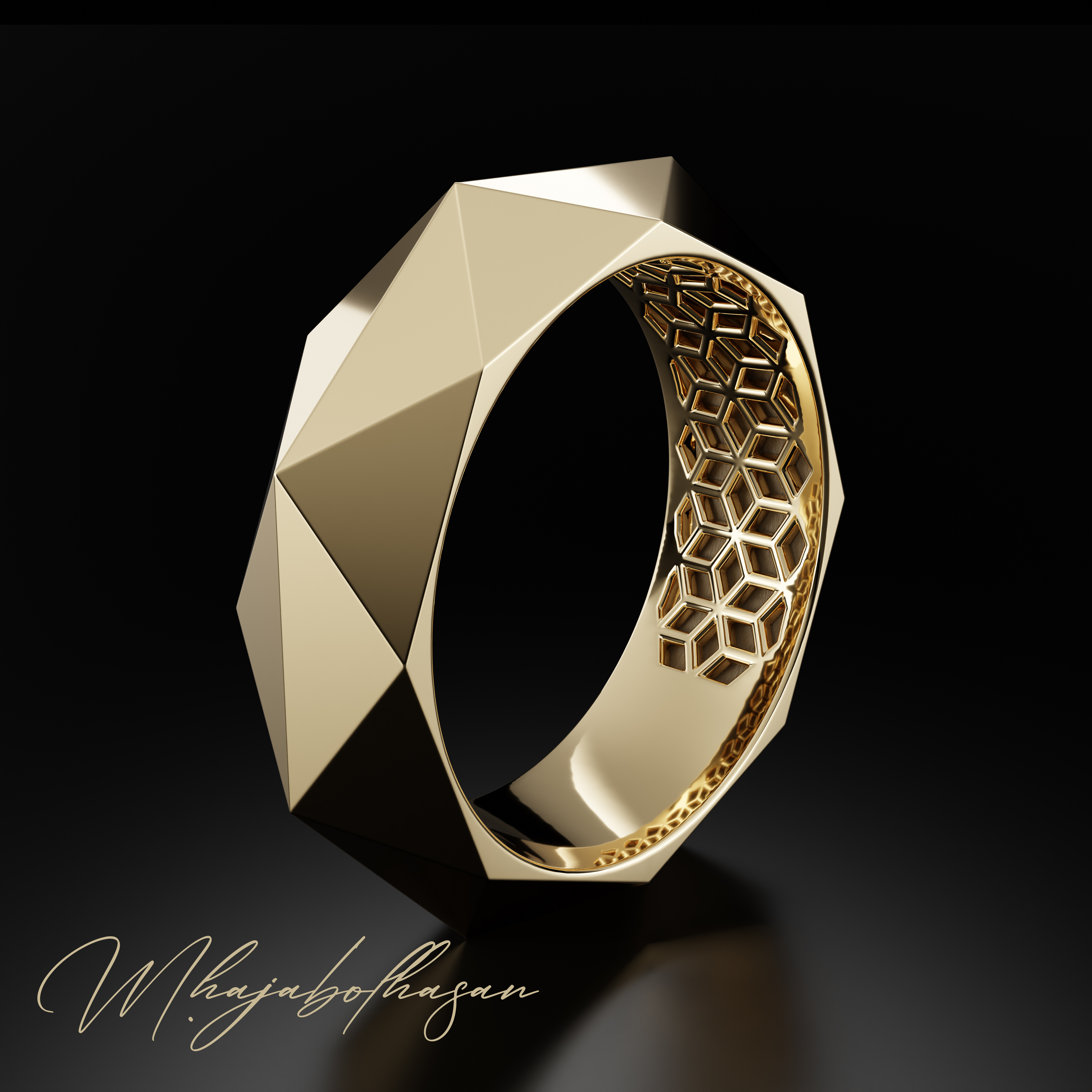 Facette Gold Ring Schmuck Silber druckbar Diamant Ringe Engagement brillant Mode cad Karat Juwel 3D print model - Mito3D
