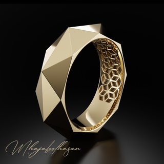 sfaccettatura oro squillare gioielleria argento stampabile diamante anelli Fidanzamento brillante moda cad carati gioiello gemma 3d print model - Mito3D