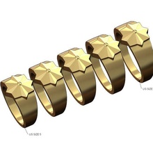 lapidado conta oriental Estrela moda anel tamanhos 5to9 3d impressão modelo joalheria geométrico árabe islâmico judaico sinete imprimível ouro 3d print model - Mito3D