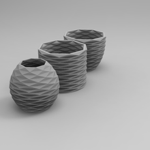 faceted origami pots collection pot flowerpot vase bottle art sculpt parametric bent patron 3d print model - Mito3D