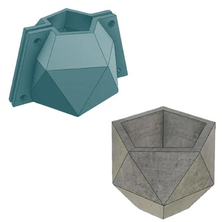 faceted pentagonal flowerpot mold Home pots cement polygonal resin creative pack 3d print model - Mito3D