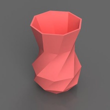 faceted vase home amazing beautiful beauty bowl cup flowers flower pot fusion 360 garden kitchen poly lowpoly pink render spiralize spiral printing vaces mode 3d print model - Mito3D