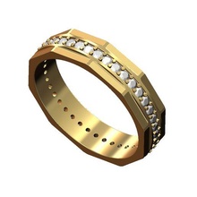 facettiert breit Diamant Band Größe 6 7 8 3d drucken Modell Schmuck Ring Mode druckbar Gold Silber Sterling Luxus klassisch bling einfach 3d print model - Mito3D