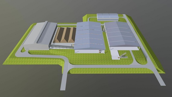 fábrica layout 2332 armazém arquitetura construção panorama estrutura estrada plantar 3d print model - Mito3D