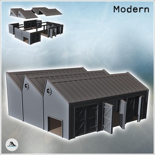 factory shed roof three large reinforced wooden doors round windows 1 - modern ww2 ww1 world war diaroma wargaming rpg mini hobby Game building architecture tabletop miniatures scenery wargame game terrain accessories normandy west two contempory flames yankee walking crisis bolt 3d print model - Mito3D