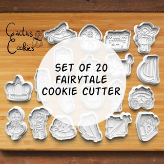 fairytales cookie cutter set 0457 Home present gift love christmas xmas baking fondant clay anniversary birthday with stamp polymer embosser commercial license patreon unicorn fairy tale castle dragon sleeping beauty 3d print model - Mito3D