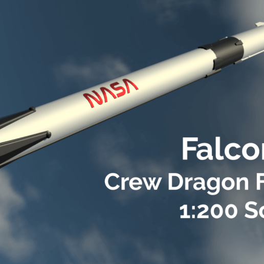falcon 9 crew dragon demo-2 scale 1 200 multi parts various demo nasa rocket space spacex worm vehicles 3D print model - Mito3D