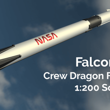 falcon 9 da tripulação de dragão demo-2 escala 1 200 várias partes vários demo falcão a nasa foguete espaço spacex worm veículos 3d print model - Mito3D