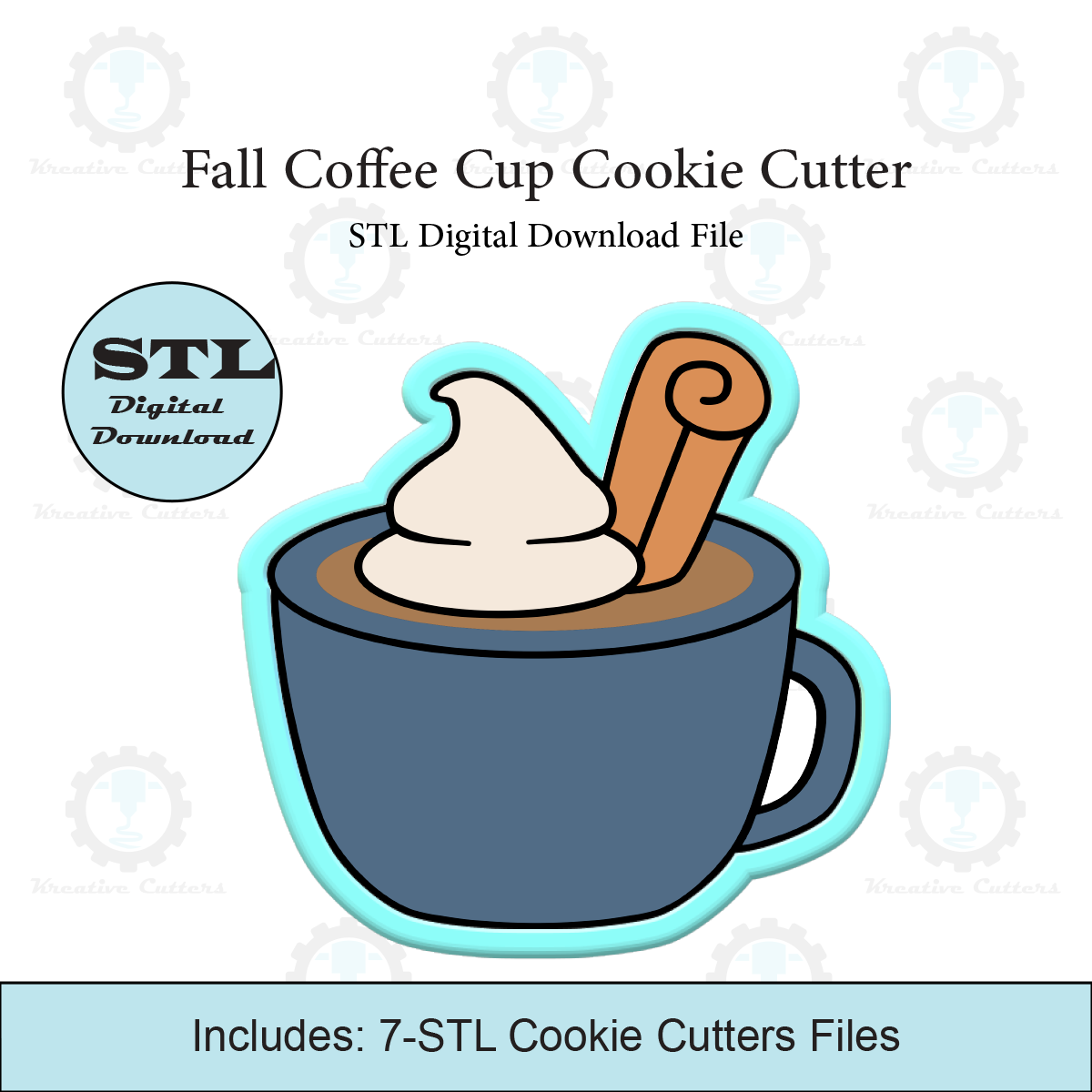 fall coffee cup cookie cutter stl file Home cutters thanksgiving 3D print model - Mito3D