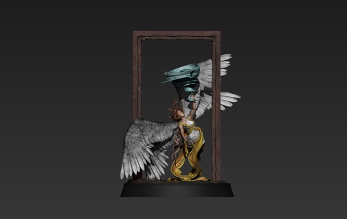 fallen angel Art god deco home 3d frame 3d print model - Mito3D