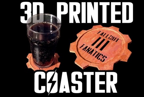 fallout fanatics coaster remix drink 4 kitchen dining 3d print model - Mito3D