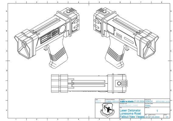 cair vegas laser detonador gadget fallout3 cosplay suporte solitário estrada dlc 3d print model - Mito3D