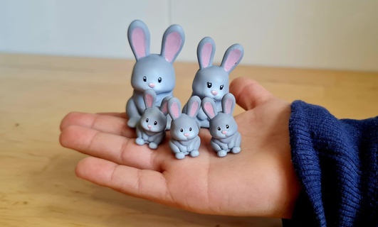 familia de conejos Various rabbit pascua easter family animal toy kid farm 3d print model - Mito3D