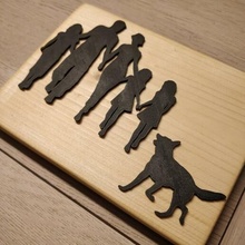 family decorating decoration wall wood board paste children binoculars dog twins 3d print model - Mito3D