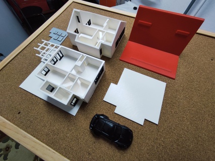 famille maison diorama 1 64 chaud roues moulé pression jouet collectionneur garage afficher voiture boîte d'allumettes Maisto modèle accessoires architecture bâtiment facile impression chaudes 3d print model - Mito3D