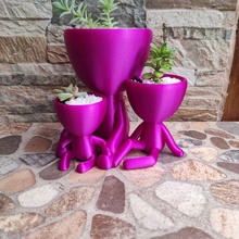 família robert 2 crianças arte vaso flores potes plantador engraçado presente 3d print model - Mito3D