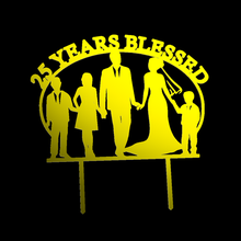 family silhouette 25 years blessed art cake topper wedding anniversary celebration 3d print model - Mito3D