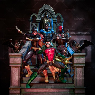ventilador arte batman legado família morcegos diorama bruce Wayne dartk cavaleiro histórias quadrinhos dc Gotham Robin batgirl vermelhidão red hood 3d print model - Mito3D