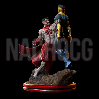 fan art - omniman defeats invincible statue omni-man conquest viltrum viltrumite omni mark grayson comics superhero super hero 3d print model - Mito3D