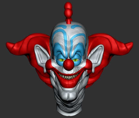 fan arte pagliacci sottile testa capelli 3d print model - Mito3D