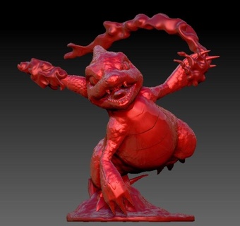 ventilateur art réaliste pok lun miniature charmeleon attaquer fire lizard monstre 3d print model - Mito3D