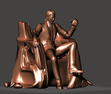 fan art John stoppino trono bronzo statua keanu revees famoso film 3d print model - Mito3D
