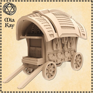fancy carriage dragons dungeons fantasy game gaming mini rpg miniature tabletop wagon dnd 3d print model - Mito3D