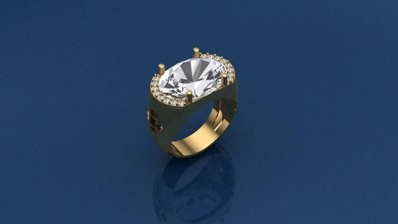 fantaisie bague 05 anneaux diamants pierres meilleur 3d print model - Mito3D