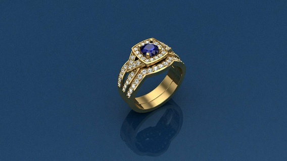 lujoso anillo banda anillos hombre joyería joya diseño diamante compromiso Boda oro Excelente imprimible precioso Moda zafiro brillante 3d print model - Mito3D