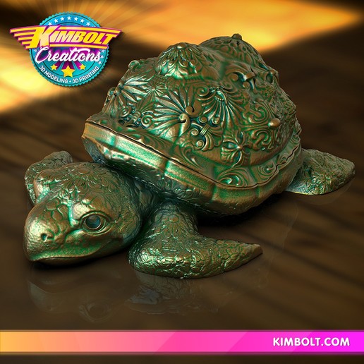 fantaisie tortue boîte art la le conteneur de en filigrane peint peinture décor conception bijoux mer l'océan trésor 3D print model - Mito3D