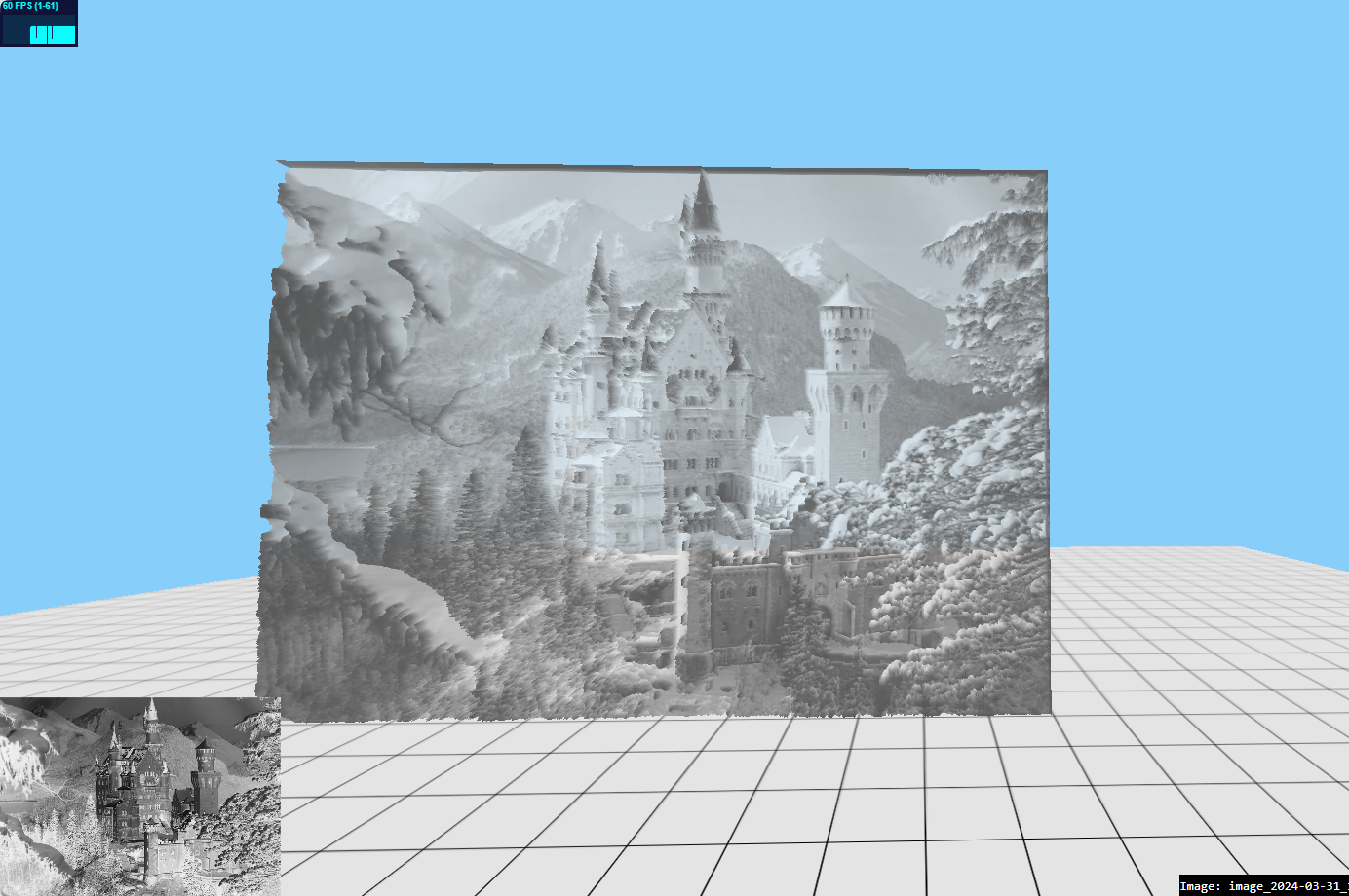 fantasy castle art tile lithophane zignut777 3D print model - Mito3D
