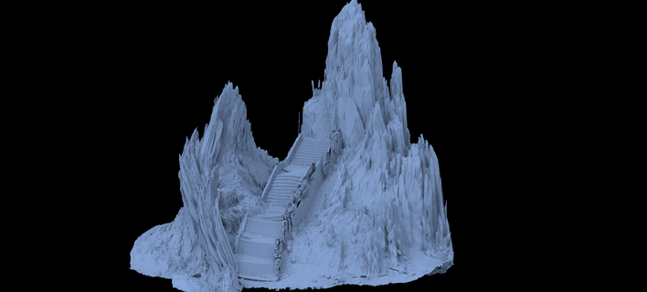 fantasy cliffs walkway 1 rock rocks stone cliff mount mountain moss mosy snow sand desert forest nature environment mossy plant exterior landscape 3d print model - Mito3D