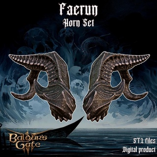 fantasia faerun chifres conjunto baldurs portão 3 3d print model - Mito3D