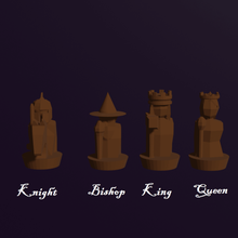 fantasy human custom chess pieces game king bishop rook queen pawn knight 3d print model - Mito3D