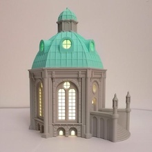fantasy library architecture illuminated led art christmass decoration decorative light mmu2 multimaterial multicolor medieval supportless building 3d print model - Mito3D