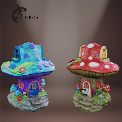 fantasy mushroom house decoration 3d printing cute building painting cool nice 3d print model - Mito3D