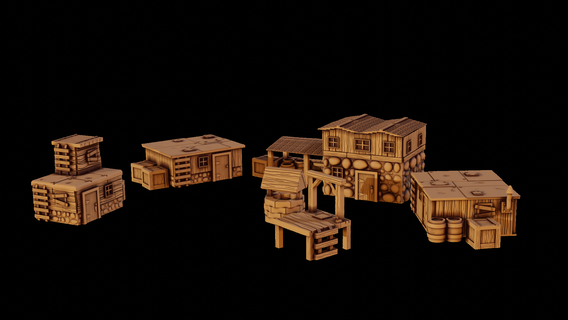 fantaisie village escarmouche terrain ensemble jeu guerre steampunk dispersion machine wmh malifaux lotr milieu Terre 3d print model - Mito3D